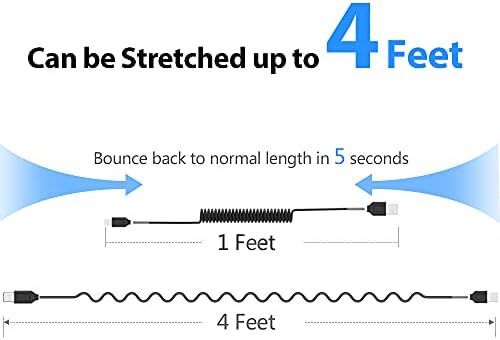 Terasako Coiled Lightning Cable for Car – 2 Pack, Flexible i Phone Charging Solution for 12 Pro Max, 12, 11, XS, XR & More – Durable, Tangle-Free Design with Fast Charging for On-the-Go Power