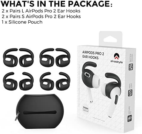 Aha Style Silicone Ear Hooks for Air Pods Pro – 3 Pairs of Anti-Slip Covers with Storage Pouch – Premium Earbud Accessories for Enhanced Comfort and Stability During Activities – Durable, Custom Fit Compatible with Apple Air Pods Pro (White)