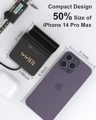 WUKUR Ga N USB C 4-Port Fast Charging Hub – High-Efficiency Multi-Device Charger for Mac Book, i Phone 14/13/12, i Pad, Samsung Galaxy & Google Pixel – Compact, Durable Design with Advanced Safety Features for Optimal Power Management and Clutter-Free Charging Experience