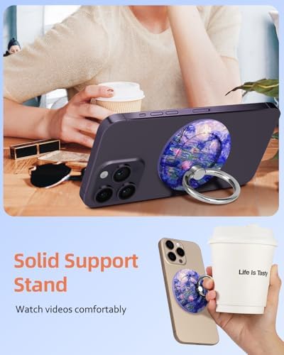 Magnetic Phone Grip Holder for i Phone – Adjustable Mag Safe-Compatible Finger Ring Stand with Fun Designs for Secure Selfies and Video Calls – Lightweight, Durable, and Removable Accessory to Elevate Your Smartphone Experience