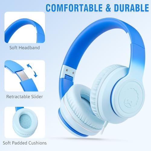 Rockpapa L22 Purple Over-Ear Headphones for Kids & Women – Lightweight, Foldable, and Durable Wired Design with Built-In Microphone for Clear Hands-Free Communication, Perfect for School, Travel, and Daily Use – High-Quality Stereo Sound and Tangle-Free Cord for Seamless Audio Enjoyment
