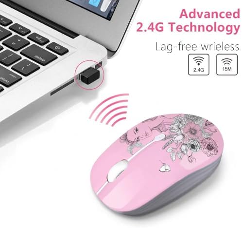 Ultra-Quiet Wireless Mouse with Nano Receiver – Perfect for PC, Laptop & Mac Book | Portable Optical Mice for Effortless Navigation | Ergonomic Design for Comfort & Productivity | Ideal for Mobile Professionals & Students