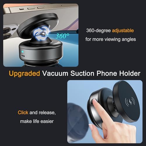 15 W Wireless Charger Suction Phone Holder – Versatile Magnetic Vacuum Mount for All Smartphones – Perfect for Car, Gym, Mirror, and Shower Use – Fast Charging with Enhanced Stability for On-the-Go Convenience