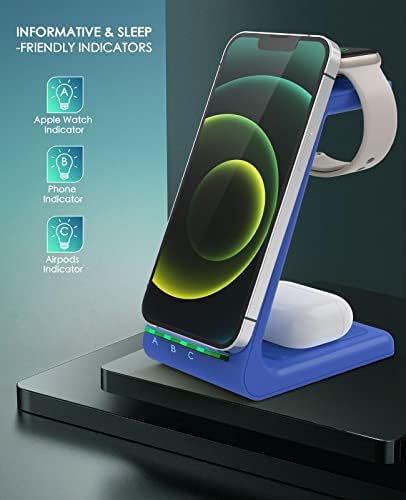 Sleek Pink 3-in-1 Wireless Charging Station: Fast Desk Charger for i Phone 16/15/14/13/12 Pro Max, Apple Watch Series 10-3, and Air Pods 4/3/2 Pro – Enhanced Compatibility & Space-Saving Design for Effortless Charging Efficiency