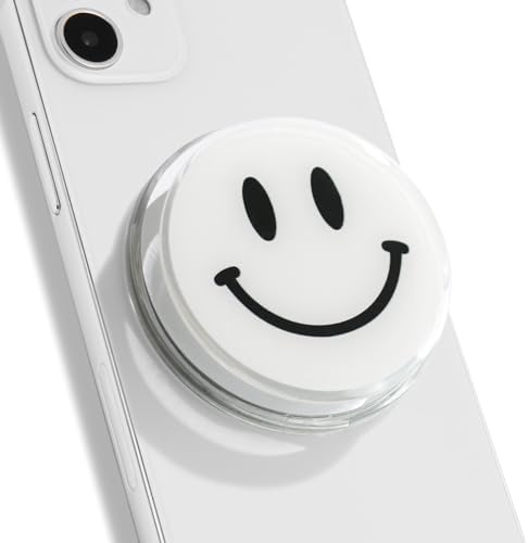 Magsafe Compatible Mobile Phone Grip Stand Holder Cute Smile Face Shape Expandible Collapsible for Kindle Smartphone Tablet Cell Phone Accessory (Baby Pink) – Enhanced Compatibility and Speed
