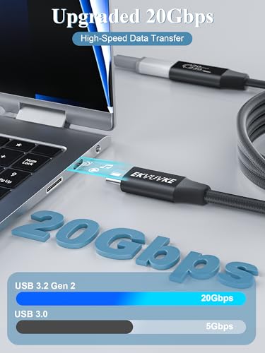 High-Performance USB-C Extension Cable 6.6 FT – 240 W Fast Charging & 20 Gbps Data Transfer with 4 K@60 Hz Video Output – Type C Male to Female Cord for i Phone 16/15 and Mac Book – Ultimate Connectivity & Streaming Solution