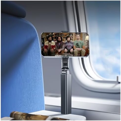 Compact Airplane Travel Phone Mount with 1.57″ Wider Base Clamp – Essential Pocket-Sized Cell Phone Holder for Desk & Flying, Ideal Plane Travel Accessories-Silver (Silver) – Enhanced Compatibility and Speed