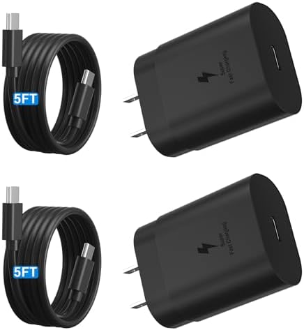 25 W Dual USB-C Fast Charging Kit with 5 ft Cables – Premium Compact Power Adapter for i Phone & Samsung Galaxy – Reliable Rapid Charger for Enhanced Performance and Durability