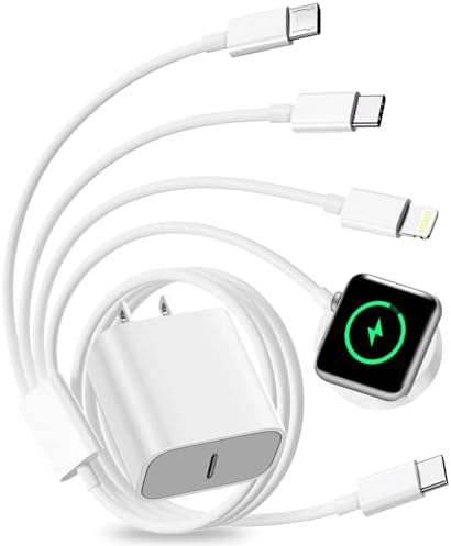 Revolutionize Your Charging Experience with the 4 in 2 Dual-Use Multi Charging Cable – Effortless Fast Charging for Apple Watch & i Phone! Compatible with Apple Watch Series 9/8/7/6/5/SE/Ultra, i Phone 15/14/13/12/11/X/SE, and i Pads – 4 FT Length for Ultimate Flexibility & Durability – The Perfect Travel Charger for On-the-Go Convenience! Experience Lightning-Quick Charge Technology to Reduce Downtime and Keep Your Devices Powered Anytime, Anywhere – Designed for Maximum Efficiency and Versatility, This Cable Simplifies Your Charging Routine with Its Robust Build and Universal Compatibility, Making It an Essential Accessory for Tech Enthusiasts.