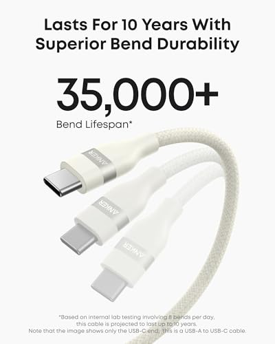 Eco-Friendly Anker Car Play Cable – 6 ft Upcycled Braided USB A to USB C Charger for i Phone 16, 15 Pro Max & Samsung Note20 – Fast Charging & Seamless Connectivity in Stylish Violet – Durable, Tangle-Free Design for Ultimate Driving Experience
