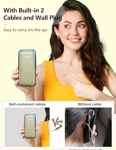 Dual 10000 m Ah Portable Power Bank Set with Built-In Cables and Fast Charging – Travel-Ready USB-C Charger for i Phone & Android Devices in Sleek White & Purple Design – Ultimate Compatibility for On-the-Go Power Solutions