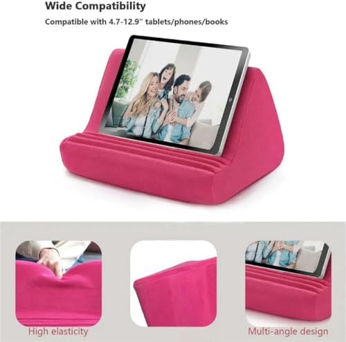 Revolutionize Your Tablet Experience with the Comfort-Driven, Adjustable Tablet Pillow Stand – Cushioned Support for i Pad Pro and e-Readers, Featuring Storage Pocket and Stylus Holder for Effortless Use in Bed, on Your Knees, or at the Table (Rose) – Ultimate Convenience for Movie Watching, Reading, and Browsing