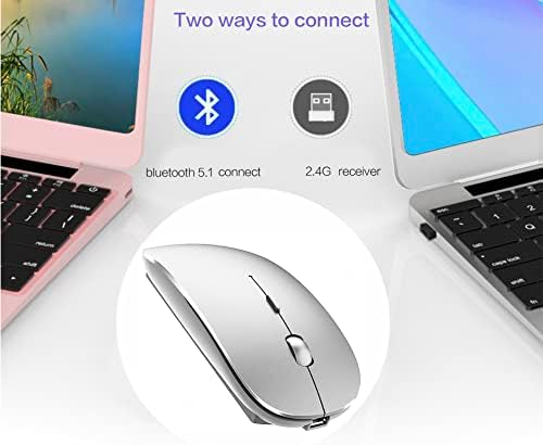 Sleek Bluetooth Wireless Mouse for Mac, Windows & i Pad – Ergonomic Design, High-Precision Navigation, Rechargeable & Dual-Mode Compatibility (Gray & Black) – Elevate Your Productivity with Clutter-Free Connectivity