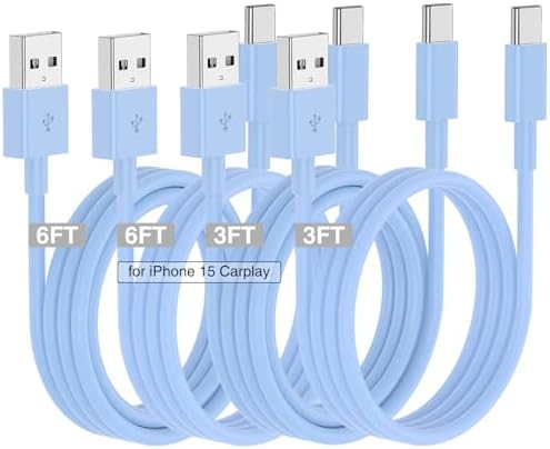 Car Carplay Cable for iPhone 16 15 Pro/Pro Max/Plus,3/3/6/6FT USB A to USB C Fast Charging Cord for iPhone 16 15 Charger,USBC Car Charger for Apple 16 15/iPad Pro-Dark Blue – Enhanced Compatibility and Speed