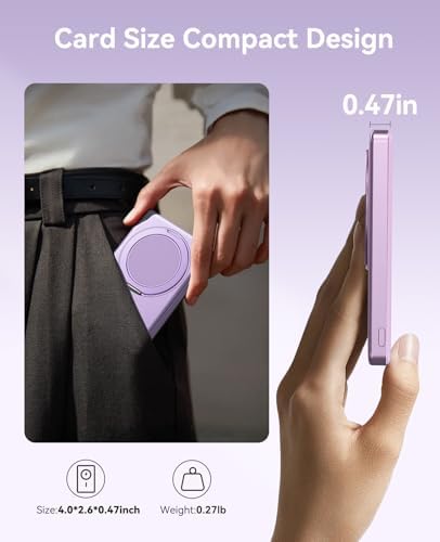 ORICO Kada5 Mag Safe 5000 m Ah Wireless Power Bank – Ultra-Slim Magnetic Charger with 360° Rotatable Stand & Type-C Cable – 20 W PD Fast Charging for i Phone 12-16 Series – Lightweight, All-Day Power Solution for On-the-Go Users