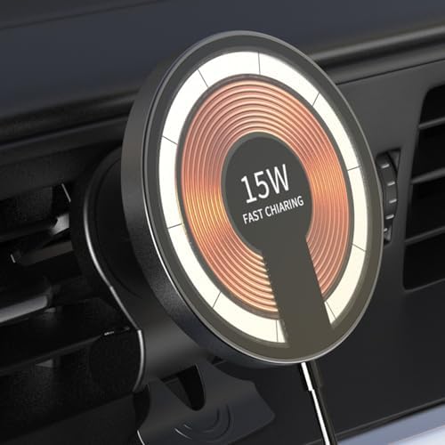 Magnetic Wireless Car Charger Mount for i Phone 12-15 Pro Max – 15 W Fast Charge, Sturdy Hold and Hands-Free Convenience for Vehicles – Innovative Cable-Free Charging Solution for Seamless Navigation and Power Management