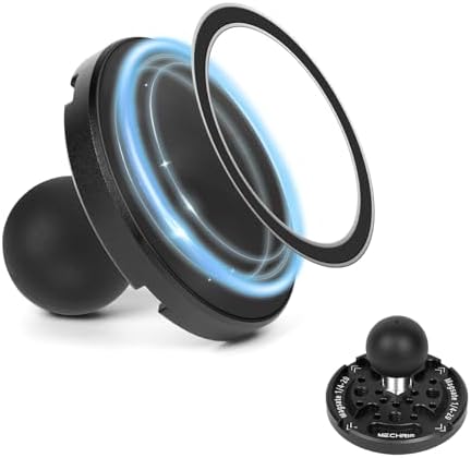 Magnetic Phone Mount Base with1 Ball Head,Aluminum Alloy &1/4” Screw Holes Cell Phone Holder Car Mount Compatible with Double Socket Arm,Fit for iPhone 15 14 13 12 or 0ther Smartphone,JC007 – Enhanced Compatibility and Speed