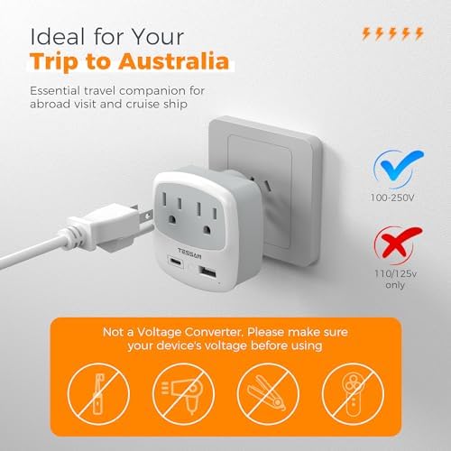 Ultimate TESSAN Type G UK Travel Plug Adapter with Dual USB Fast Charger Ports – Compact US to UK Power Converter for Effortless Global Connectivity in Scotland, London, Ireland, Kenya, Dubai & Qatar