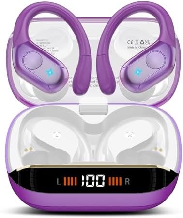 Ultimate Bluetooth 5.4 Sports Earbuds: 75-Hour Playtime, IP7 Waterproof, Deep Bass Sound, and Ergonomic Comfort for Active Lifestyles – Perfect for Runners and Gym Goers with LED Battery Indicator for Effortless Monitoring