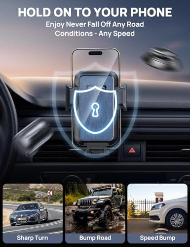 Ultimate Adjustable Windshield Phone Mount for Cars – Military-Grade Suction Cup Holder with Vent Hook, 360° Rotatable Design, Non-Slip Silicone Carbon Fiber for All Smartphone Models – Enhance Your Driving Safety & Hands-Free Convenience