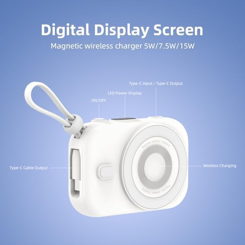 Magnetic Power Bank 10000 m Ah for i Phone – Fast Charging Wireless Charger with LED Display & Type-C Cable – 22.5 W PD Compatible Battery Pack for i Phone 16/15/14/13/12 Series – Sleek, Portable Design for Effortless On-the-Go Charging