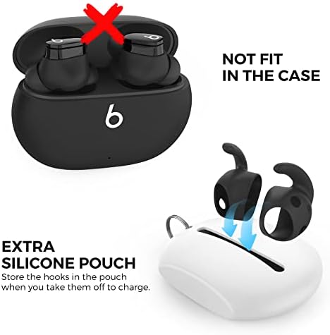 Aha Style Silicone Ear Hooks for Beats Studio Buds 2021 – 3 Pairs of Anti-Slip Covers for Ultimate Comfort and Secure Fit – Perfect for Running and Active Lifestyles – Classic Black Earbud Accessories Enhancing Audio Experience Without Charging Case Compatibility