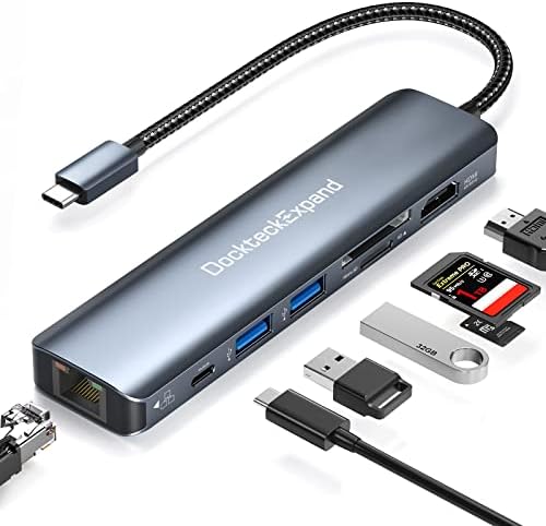 Transform Your Tech Experience with the Dockteck 7-in-1 USB C Hub Multiport Adapter – Ultimate 4 K HDMI, High-Speed Ethernet, 100 W PD Charging, Dual USB 3.0 Ports & SD/TF Card Reader for Mac Book, i Pad, HP, Dell XPS & More – Perfect for Seamless Connectivity and Enhanced Productivity!