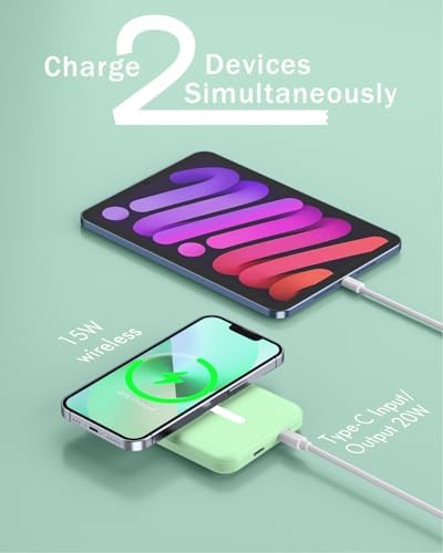 Podoru Mag Safe 5000 m Ah Portable Power Bank – Wireless Magnetic Charger with 20 W PD Fast Charging for i Phone 12 to 16 Series – Sleek, Lightweight Design for Effortless On-the-Go Charging – Includes Type-C Cable for Enhanced Versatility and Compatibility