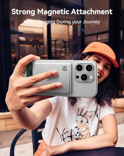 Revolutionize Your Charging Routine with the Kuulaa Mag Safe 10000 m Ah Ultra-Slim Portable Battery Pack – Titanium Finish Wireless Power Bank for i Phone 12/13/14/15/16 with PD 20 W Fast Charging and Magnetic Alignment for Seamless Connectivity