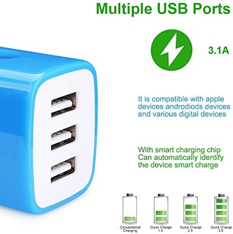 Sicodo 3-Pack USB Wall Charger Adapter – Universal 3.1 A Multi-Port Fast Charging Block for i Phone 16/15/14/13/12 SE/11 Pro, Samsung Galaxy S24/S23/S22/S21 Ultra, and Google Devices – Compact Travel Charger for On-the-Go Power Solutions