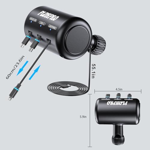 Revitalize Your Travel Experience with the Ultimate 3-in-1 Retractable Car Backseat Charging Station – Multi-Device USB Type C Dock for i Phone, Samsung, and Android | Perfect for Rideshare, Family Trips, and On-the-Go Power Solutions | Sleek Design with Simultaneous Charging Capability