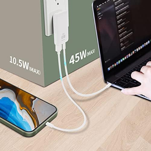 Experience Unmatched Charging Efficiency with the 65 W Ga N Dual-Port USB-C Charger – Foldable Travel Adapter with PD3.0 & PPS Technology, Ideal for Mac Book, i Pad Pro, i Phone, Galaxy S22 & More – Includes 3.28 ft 100 W Cable in Sleek Black for Ultimate Compatibility and Speed Optimization.