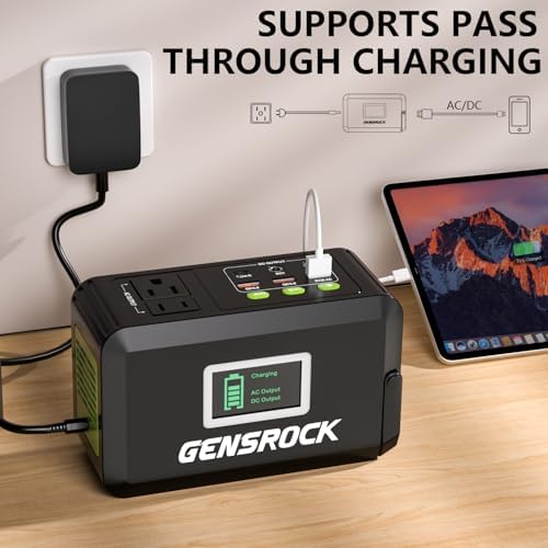 GENSROCK 24,000 m Ah Portable Power Bank – High-Capacity 150 W Peak AC Charger with 8 Ports for Laptops, i Phones, and More – Ultimate Solution for Outdoor Adventures, Home Emergency Backup, and On-the-Go Professionals – Enhanced Durability and Fast Charging Performance