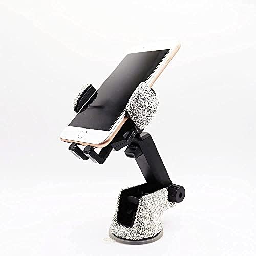 LYCARESUN Crystal Rhinestone Car Phone Mount Holder – Elegant Dashboard & Windshield Stand for Women, Universal Compatibility for Most Smartphones, Stunning Bling Car Accessory, Adjustable Viewing Angles for Hands-Free Navigation, Durable & Easy to Clean