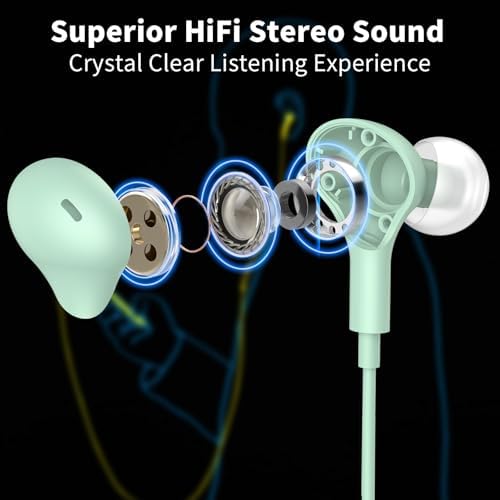 Magnetic USB C Earbuds for Samsung Galaxy S24 Ultra, S23 FE, S22, S21, A54, A53 & i Phone 16, 15 Pro Max – Noise Isolating Wired Headphones with Microphone and Volume Control for Enhanced Audio Experience – Perfect for Music Lovers and Professionals