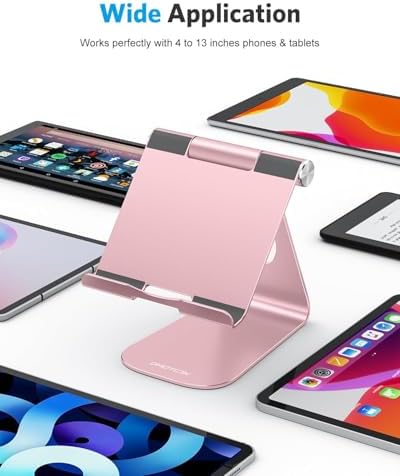 Ergonomic Adjustable Aluminum Tablet Stand – Versatile Cradle for i Pad & Samsung with Multi-Angle Viewing – Perfect for Enhanced Comfort and Productivity at Home, Office, or On-the-Go – Durable, Lightweight Design for All Tablets Up to 13 Inches