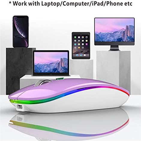 TENMOS Sleek LED Bluetooth Mouse – Ultra-Quiet Rechargeable Wireless Mouse with Type C Adapter for Laptops, Mac Books & i Pads – Bluetooth 5.1 & 2.4 GHz Universal Compatibility in Vibrant Blue – Perfect for Home, Office, and On-the-Go Productivity