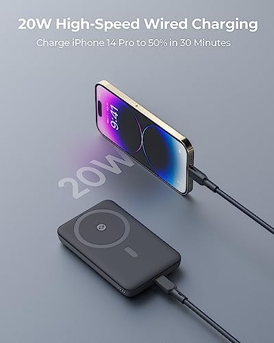 Magnetic 10,000 m Ah Battery Pack with Foldable Kickstand – High-Speed 30 W USB-C Wireless Charger for i Phone 16/16 Plus/16 Pro/16 Pro Max & 15/14/13/12 Series – Ultimate Portability and Enhanced Charging Efficiency