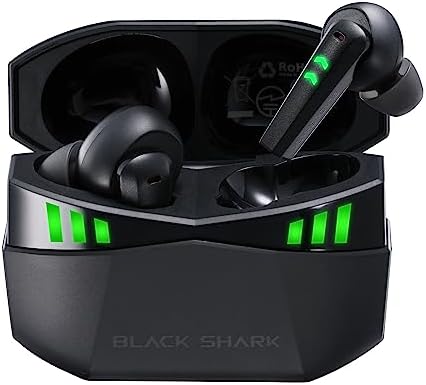 Unleash Superior Sound with Black Shark Wireless Gaming Earbuds – Noise Cancelling Bluetooth Earphones, IPX5 Waterproof, 20 Hours Playtime, 4 Crystal-Clear Microphones, Effortless One-Step Auto-Pairing for Gamers and Music Enthusiasts