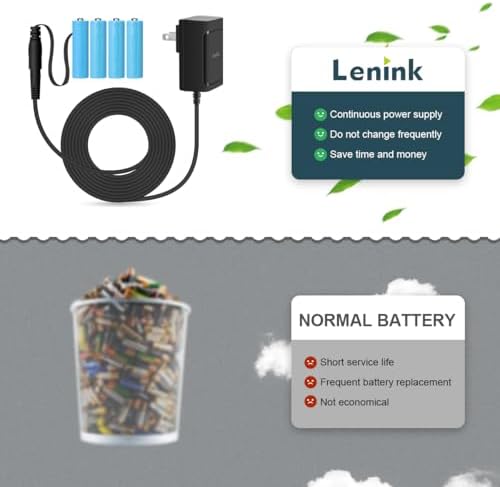 Lenink AC Power Supply Adapter for 4 AA Batteries – Reliable Continuous Power Source for LED Lights and Decorative Displays, Eco-Friendly and Durable Solution for Battery-Operated Devices – Ultimate Convenience and Sustainability in Black