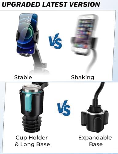 JOYTUTUS Premium Car Cup Holder Phone Mount – Versatile 360° Rotating Long Arm for Secure Smartphone Positioning – Perfect for i Phone, Samsung, and All Mobile Devices – Elevate Your Driving Experience with Hands-Free Navigation and Optimal Stability