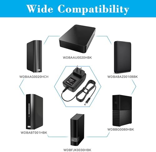 High-Performance 12 V AC Power Adapter for WD My Book Essential – Reliable Charger with Enhanced Data Transfer, Safety Features, and Lightweight Design for Optimal Device Longevity and Seamless Connectivity