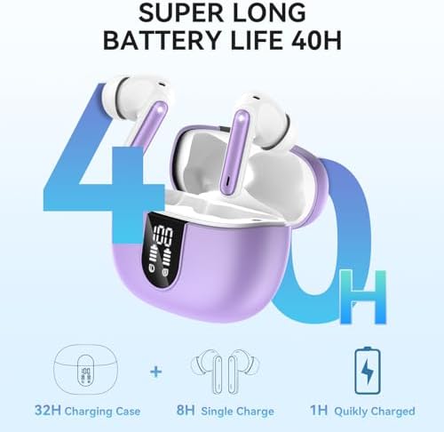 Elevate Your Sound Experience: Stylish Rose Gold Wireless Earbuds with Bluetooth 5.3, 40-Hour Playtime, Deep Bass Stereo, Noise-Canceling Mic, and IP7 Waterproof Durability for i OS & Android Devices – Perfect for Music Lovers and Active Lifestyles