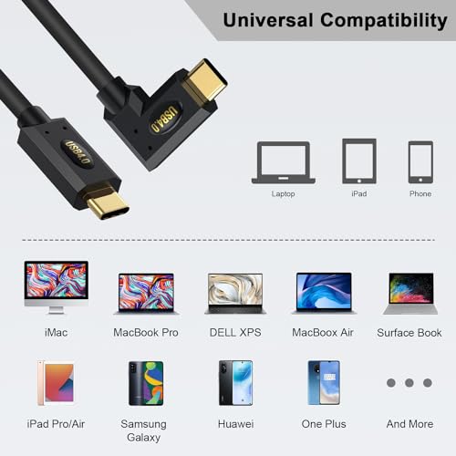 High-Performance Poyiccot 1 ft Short USB C to USB C Cable – 240 W Rapid Charging & 40 Gbps Thunderbolt 4 Data Transfer – Right Angle Design for Enhanced Space Efficiency & 8 K@60 Hz Video Compatibility – Ideal for i Phone, Mac Book, and Surface Pro Users