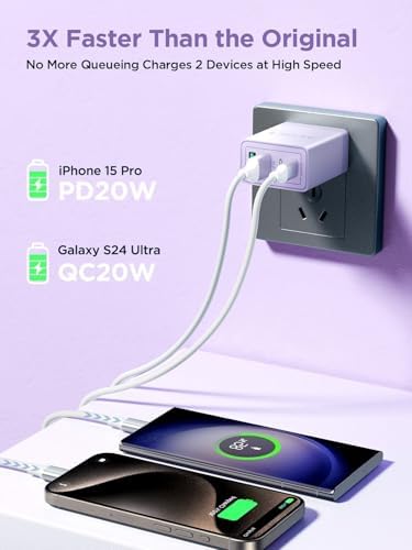Aioneus 40 W USB C Fast Charging Block – 4-Port Dual PD & QC Wall Charger for i Phone 11-16, i Pad & Samsung Devices – Compact, High-Performance Power Adapter with Enhanced Safety Features for Home & Travel