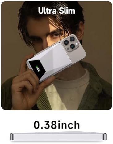 Mavulo Mag Safe Ultra-Slim 5000 m Ah Wireless Power Bank – Portable Charger with 18 W USB-C Fast Charging for i Phone 12-16 Series – Lightweight Design with LED Battery Indicator for Effortless On-the-Go Power Solutions