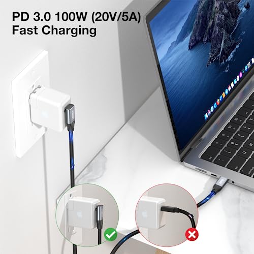 High-Speed USB C to USB C Cable for 100 W Fast Charging – 20 Gbps Data Transfer & 4 K/8 K Video Output – Right Angle Design for Enhanced Accessibility – Universal Compatibility with Mac Book, i Pad Pro, Samsung S23/S22 – Ultimate Solution for Power and Performance
