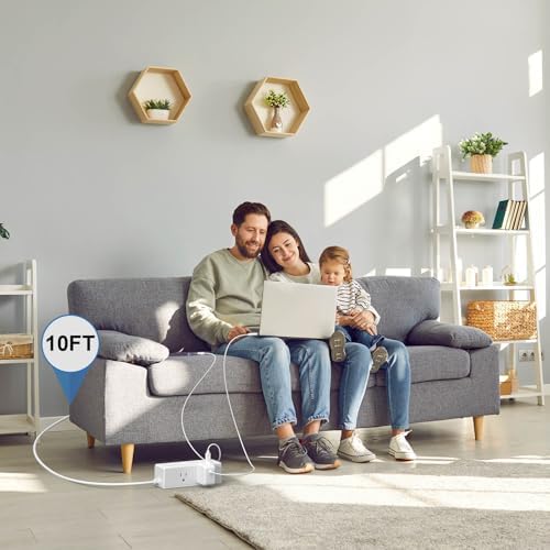 15 Ft Flat Plug Power Strip with 6 AC Outlets and 3 USB Ports – Tcstei Compact Extension Cord for Home, Office, and Dorm Room – Versatile ETL Certified Power Solution with Fast Charging and Space-Saving Design