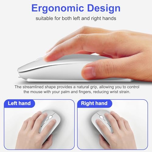 Versatile Wireless Bluetooth Mouse for Mac Book Air, Mac Pro, & i Pad – Sleek Rechargeable Silent Mouse with Dual Connectivity (USB-C & 2.4 G) – Travel-Friendly Jiggler Mice Mover in Stylish Purple – Perfect for Professionals & On-the-Go Users