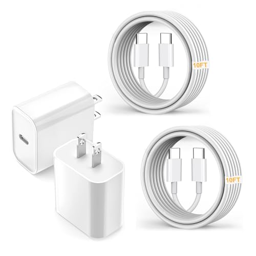 Dual 20 W USB-C Fast Charger Kit for i Pad – 2 Pack with 10 FT Charging Cables for i Pad Pro, Air, Mini – Rapid Power Adapter for Enhanced Performance and Portability